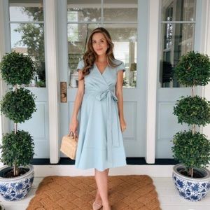 NEW Gal Meets Glam Addison Blue Wrap Dress | Fit Flare | Women’s Size 14